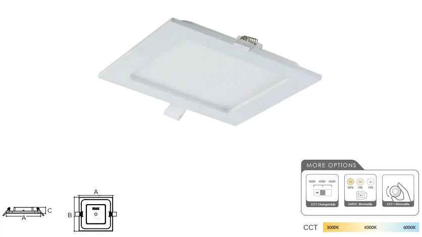 Square 6W ceiling light
